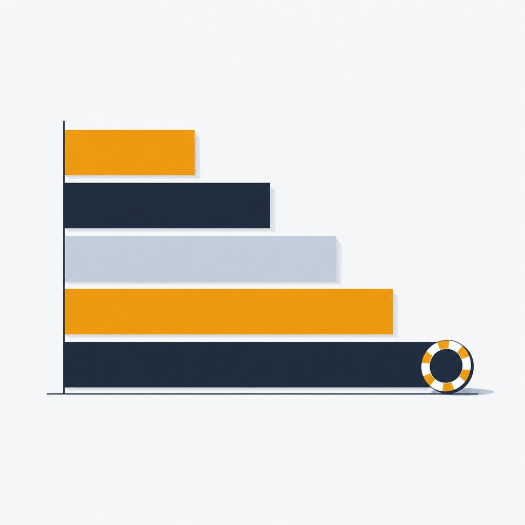 Illustration of a horizontal bar chart with a casino chip resting at the base of the longest bar